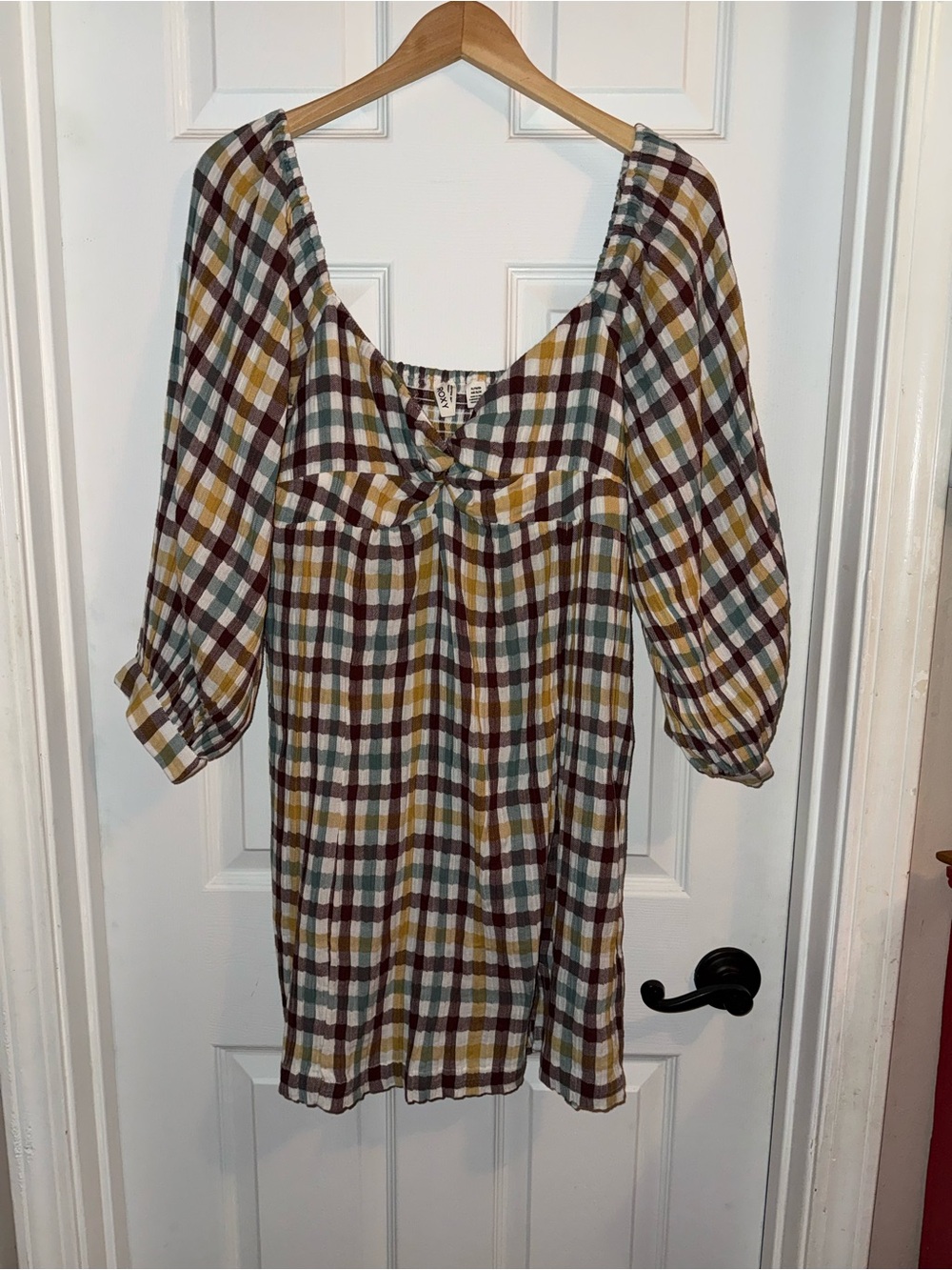 Roxy Plaid Tunic Dress in Mustard, Teal & Wine